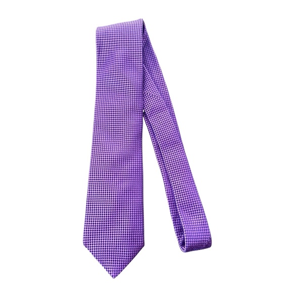 Ted Baker London Purple Check Necktie Tie 100% Silk Business Church - Picture 1 of 4